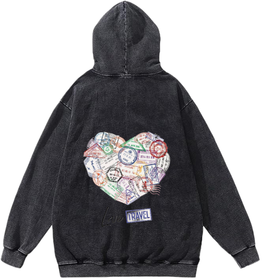 travel travellar Oversize Hoodie Washed gray Back 8
