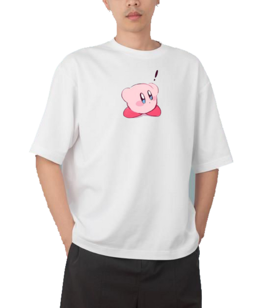 Cute White Kirby Anime Graphic T-Shirt, Kawaii Y2K Aesthetic Gaming Tee, Casual Oversized Short Sleeve Top 8