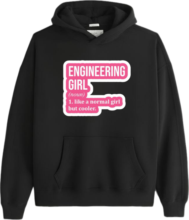 names One Size hoodie Black Engineering Girl 8