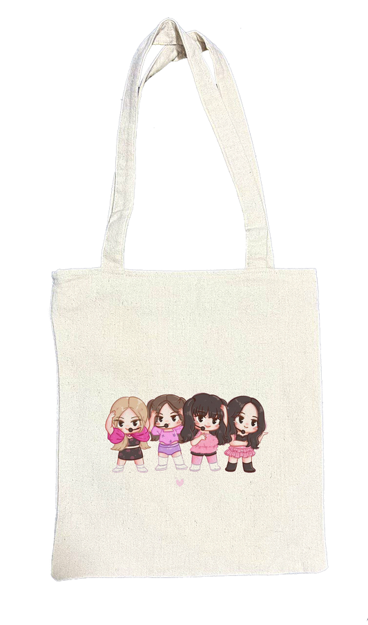 Black pink tote bag beige 7