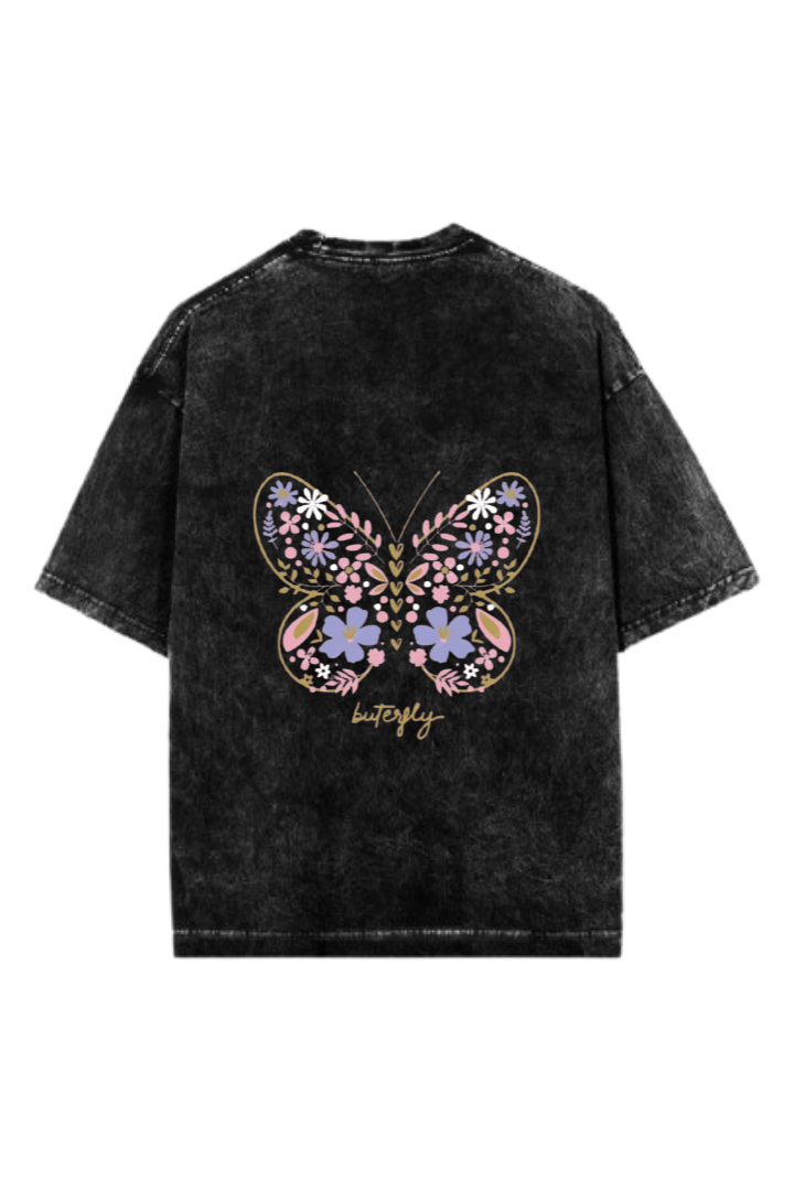 butterflies One Size t- shirt Washed Back 8