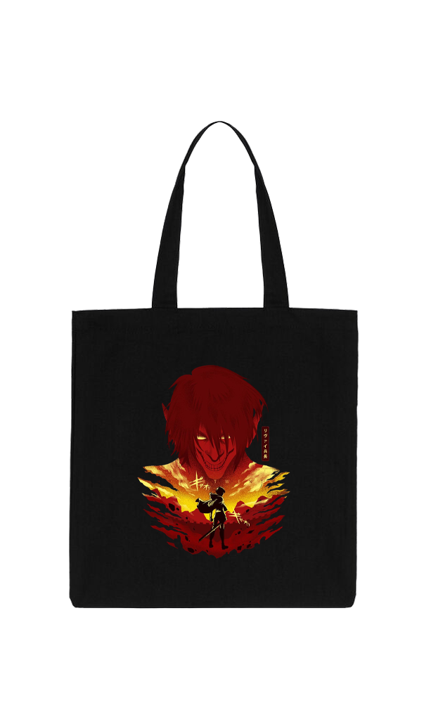 Anime Attack on titan shingeki no kyojin Aot Black tote bag 8
