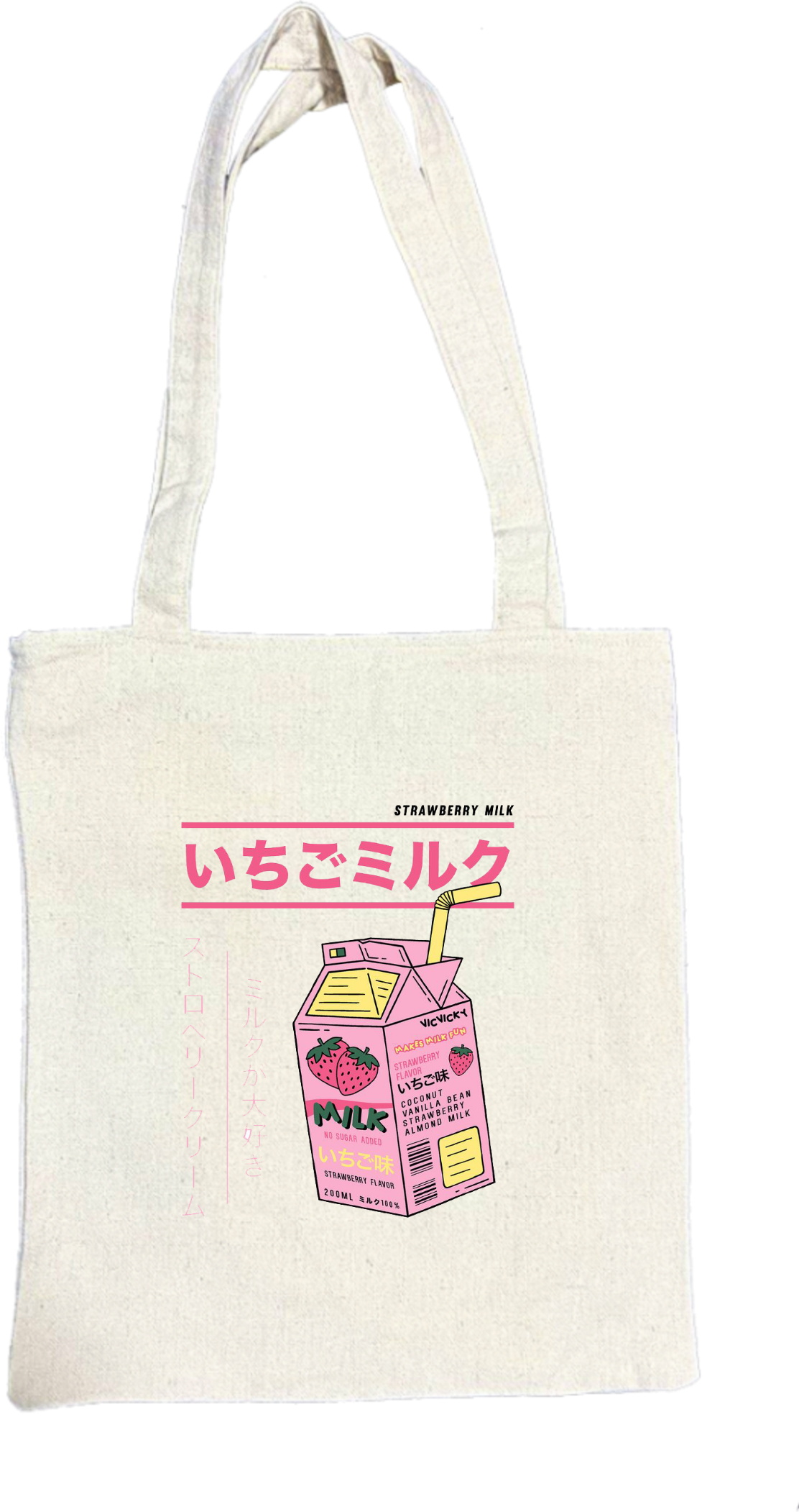STRAWBERRY MILK tote bag beige 90
