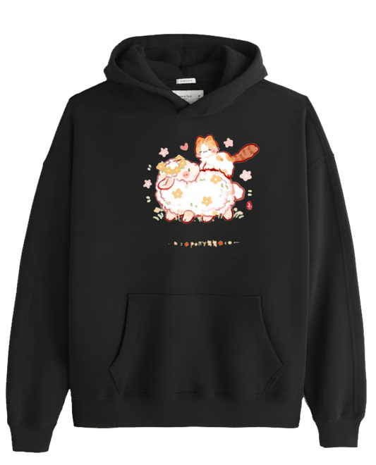 cat Oversize Hoodie Black 90