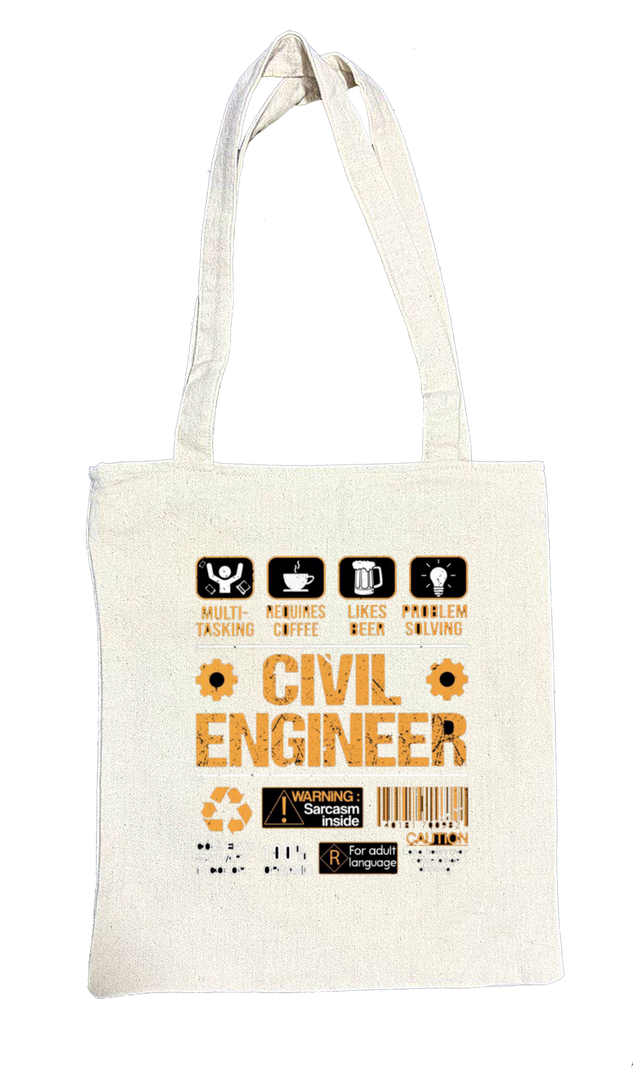 CIVIL ENGINEER Back text tote bag beige 88
