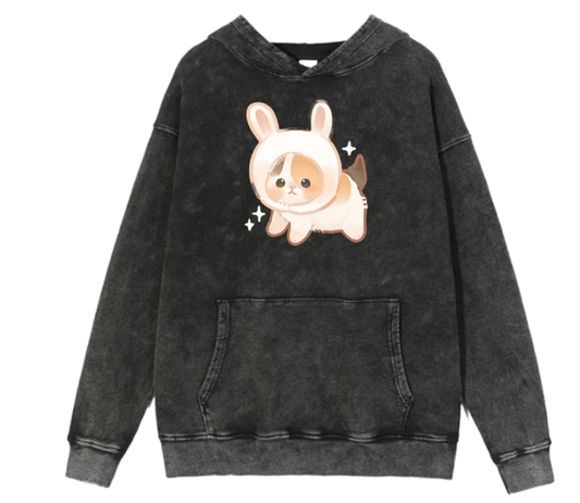 cat Oversize Hoodie Washed 90