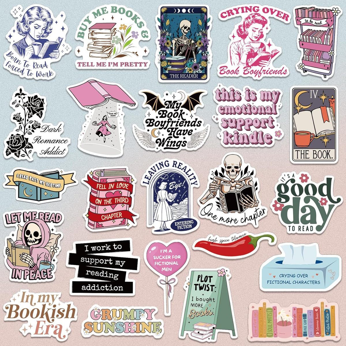 150 PCS Romance Book Stickers for Kindle, Holographic Bookish Sticker Pack Reading Glitter Vinyl Decals for Laptop Ebook Readers Water Bottles Journal Scrapbook Waterproof