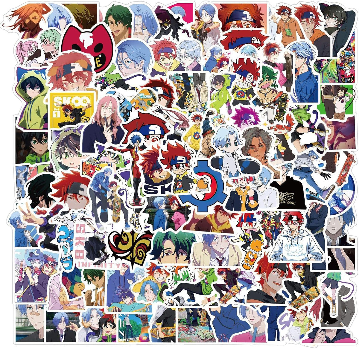 DIWSO Anime Stickers Pack 100 Pcs, Funny Stickers for Laptop, Water Bottles, Travel Case, Luggage, Car, Bicycle Stickers for Teens Aesthetic Trendy Stickers Waterproof