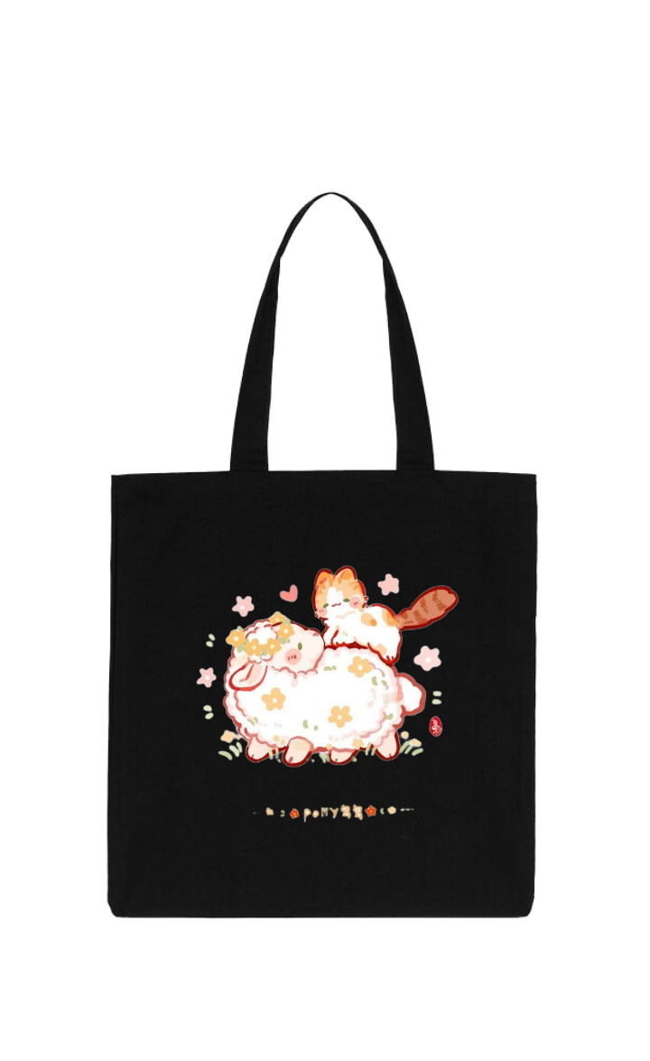 cat tote bag Black 91