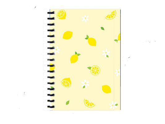Yellow lemons and small white flowers Notebook A5 91