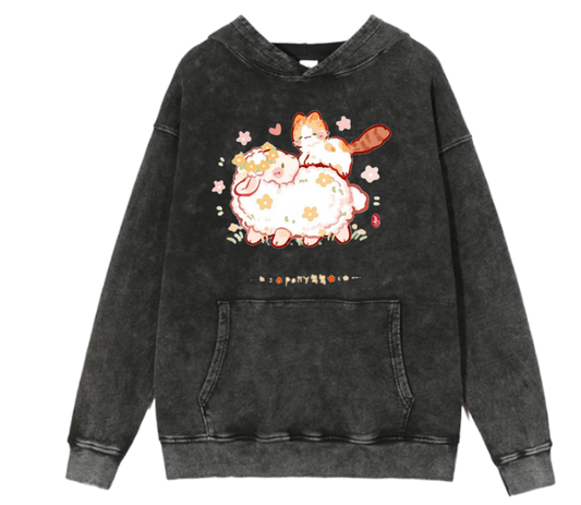 cat Oversize Hoodie Washed 91