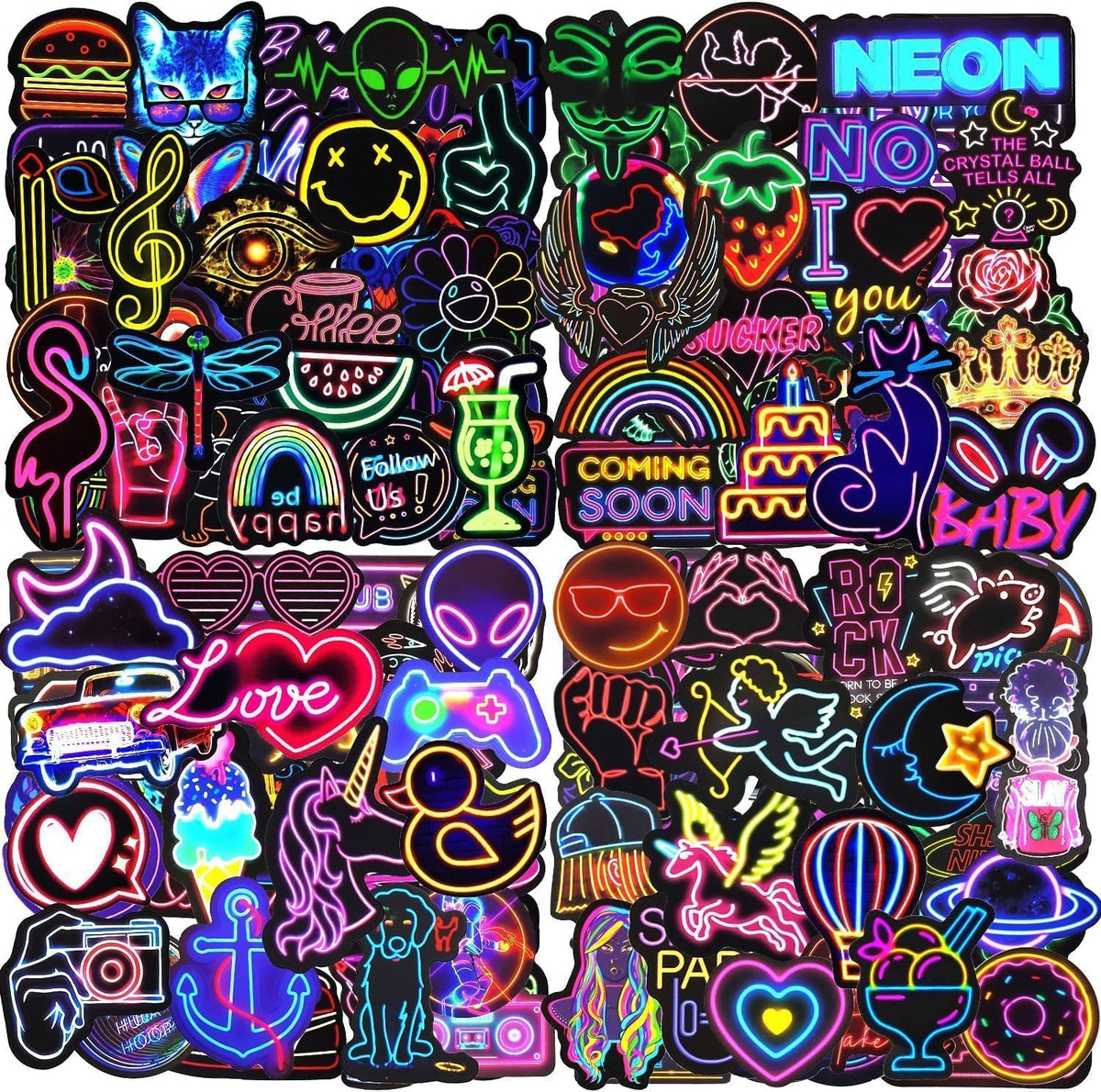 Montchi VSCO Vinyl Stickers Waterproof Cool Neon Aesthetic Decals Sticker Set for Bicycle Skateboard Motorcycle Car Laptop MacBook iPad Pack of 200