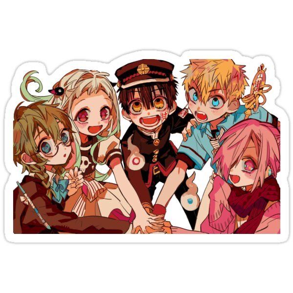 Toilet-Bound Hanako-Kun Group Anime Sticker - TBHK Main Characters Hands Together Vinyl Decal for Laptop, Water Bottle, Journal, and Phone Case