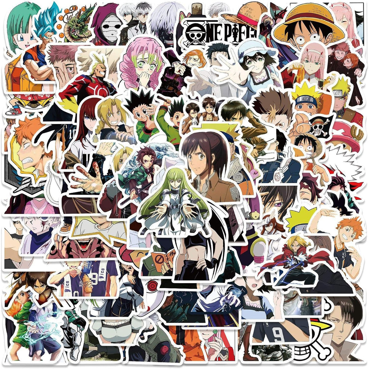 Japanese Anime Mixed Stickers, Popular Classic Stickers 100Pcs Waterproof Vinyl Decals for Bumper Cars Computer Guitar Luggage Skateboard Cute Aesthetic Manga Gifts for Cartoon Fan, (Japanese Anime)