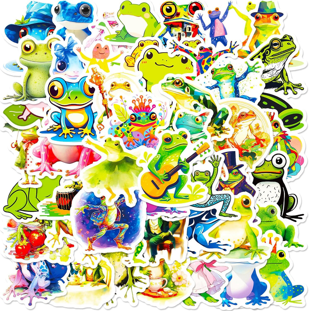 50 Pcs Cartoon Frog Stickers