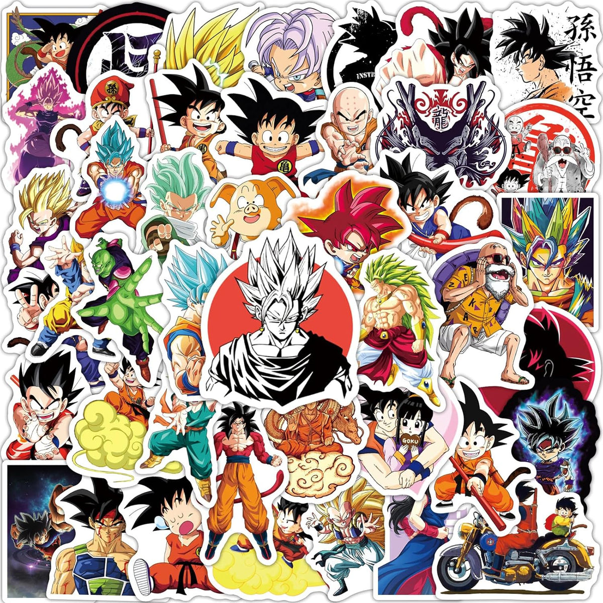 100pcs Anime Dragon Ball Stickers Mixed Pack,Lovely Cartoon Characters Decals Cartoon Anime Sticker for Kids Teens Waterproof Stickers for Water Bottle Laptop Luggage Helmet Skateboard Guitar (DB100)
