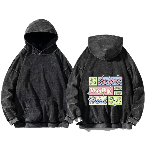 heart WORK and Har WORK One Size hoodie Washed Back 74