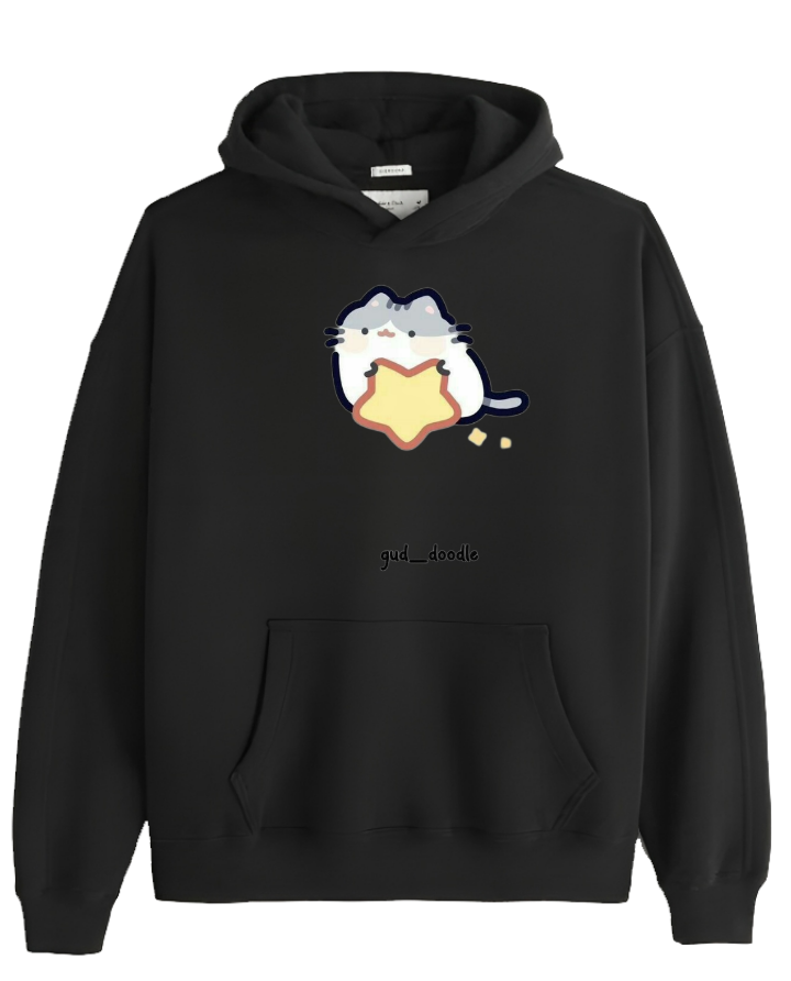 cat Oversize Hoodie Black 92