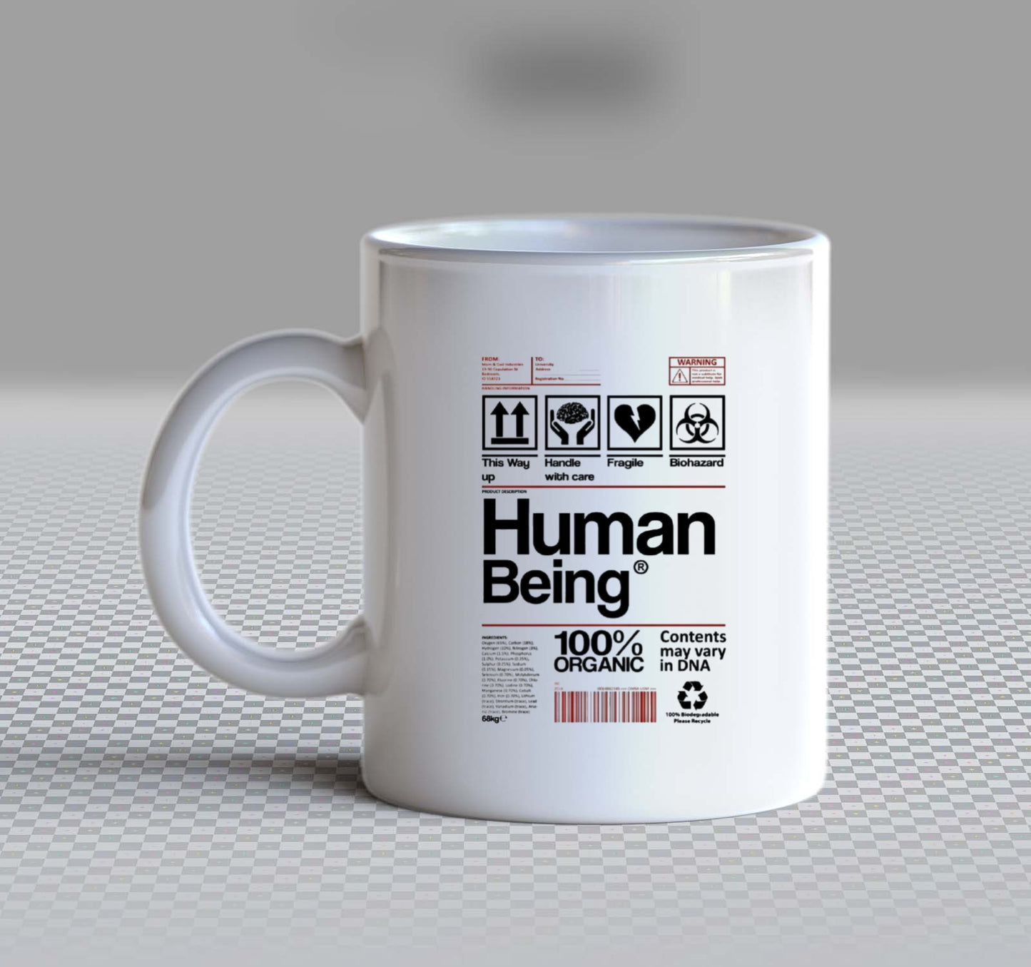 Human Being Back text Mug 93
