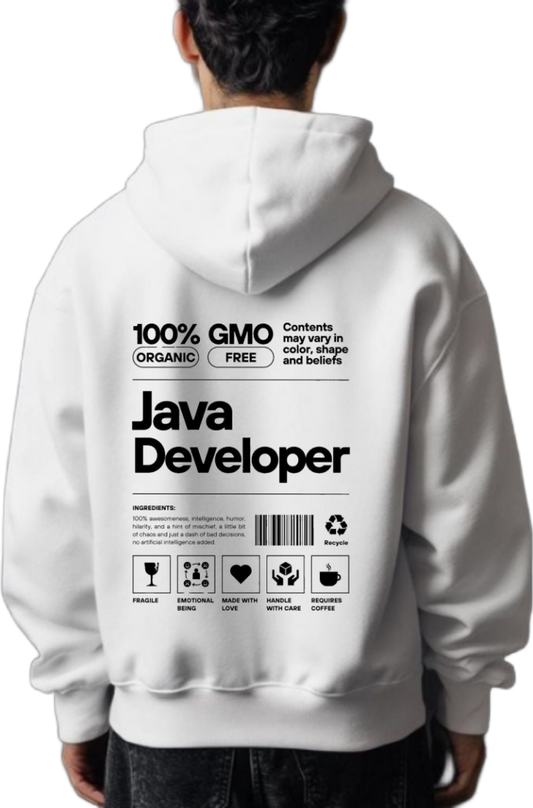 Java Developer Back text oversize hoodie White back 93