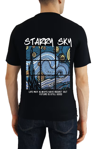 STARRY SKY Back text One Size t- shirt Black Back 90