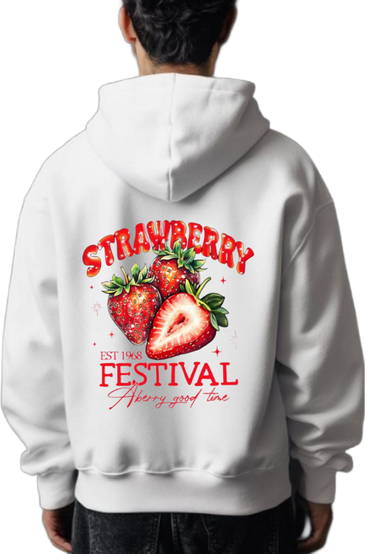 STRAWBERRY One Size hoodie White Back 94
