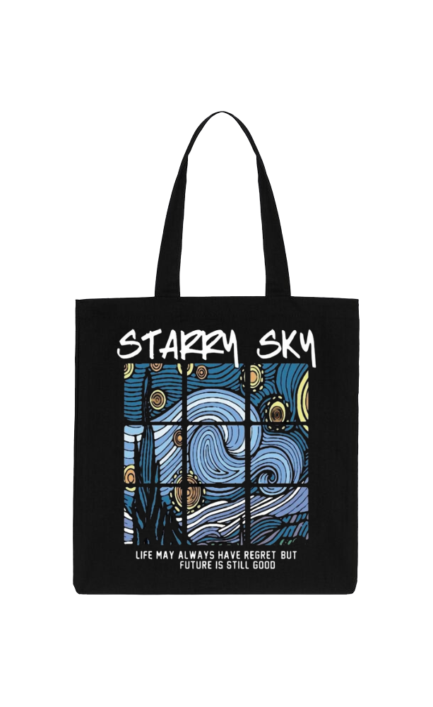 STARRY SKY Back text tote bag Black 91