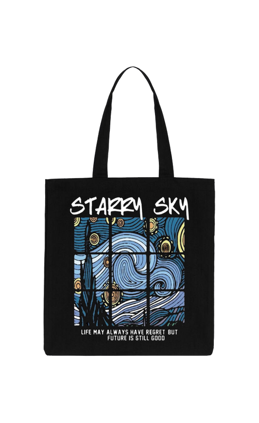 STARRY SKY Back text tote bag Black 91