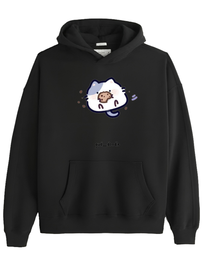 cat Oversize Hoodie Black 94