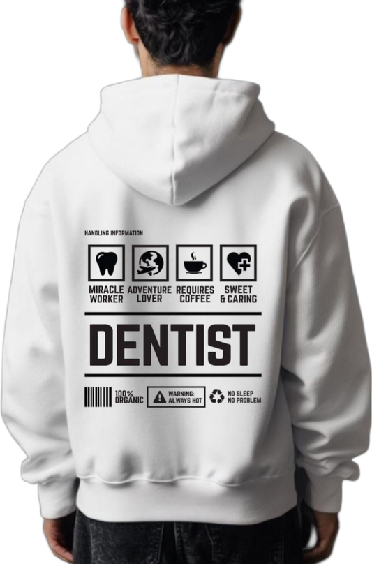 DENTIST Back text oversize hoodie White back 95