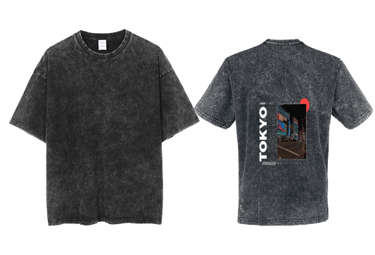 TOKYO Back text One Size t- shirt Washed Back 72