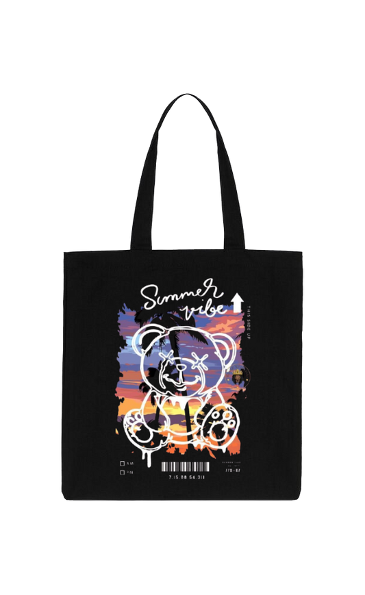 Summer vibe Back text tote bag Black 92