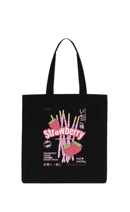 Strawberry Ar  tote bag Black 96