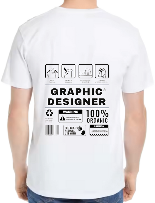 GRAPHIC DESIGNER Back text One Size t- shirt White Back 92