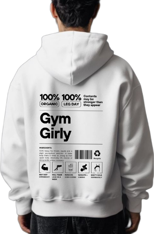 Gym Girly Back text oversize hoodie White back 97