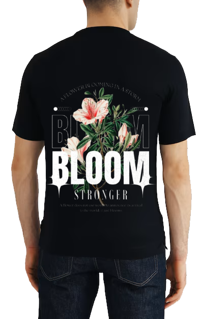 BLOOM Back text One Size t- shirt Black Back 93