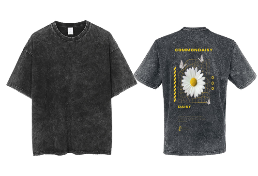 COMMONDAISY  Back text One Size t- shirt Washed Back 74