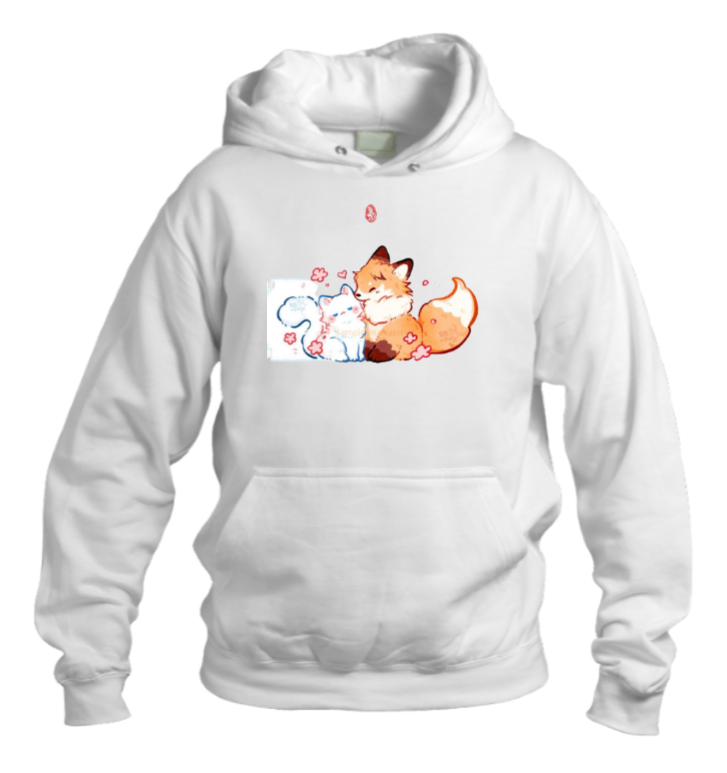 cat Oversize Hoodie White 97