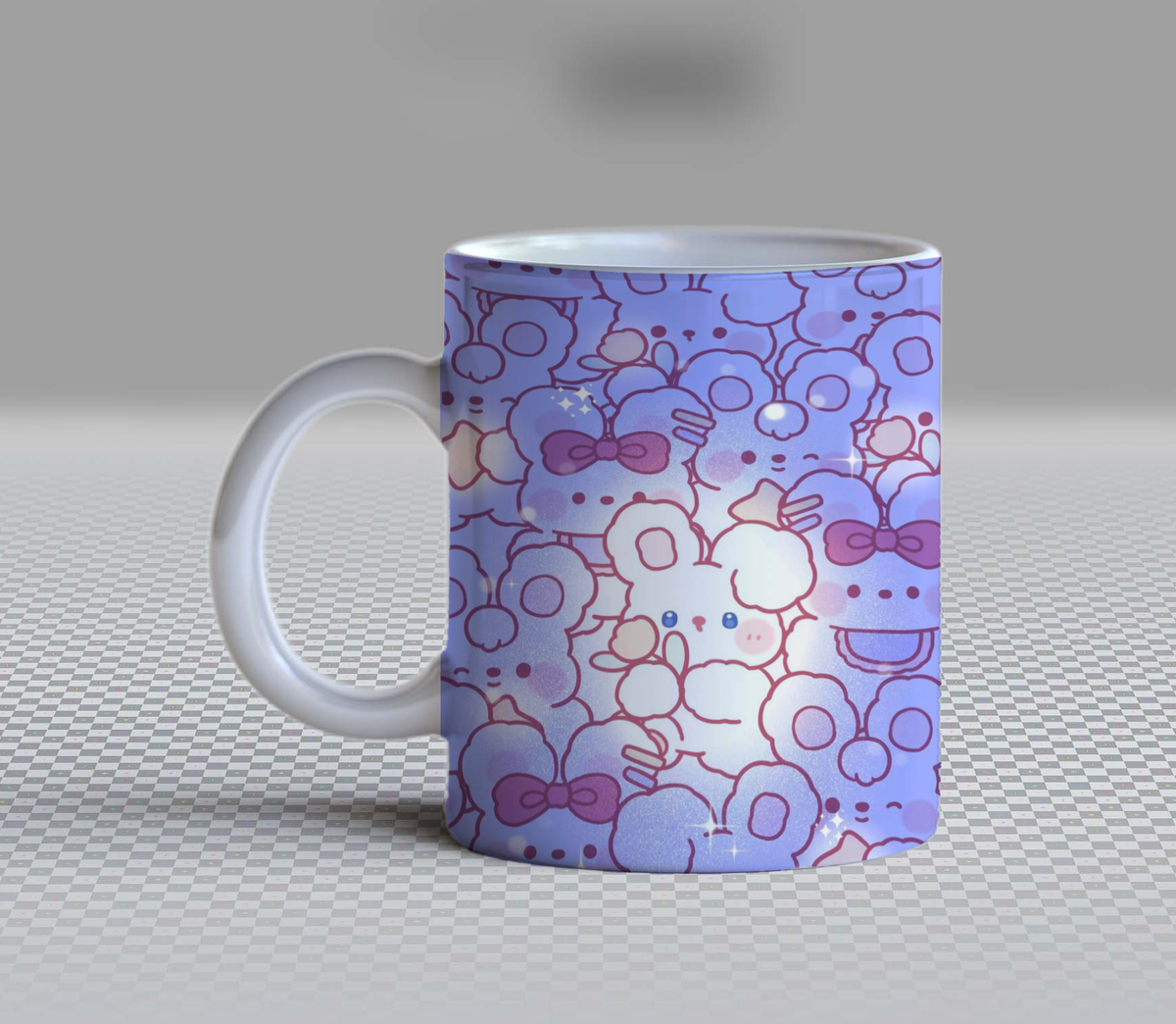 Cute Glowing Unique Bear Ceramic Coffee Mug – 11oz Aesthetic Lavender Teddy Tea Cup, Whimsical Stand Out Bear Pattern Mug for Coffee Lovers, Lovely Birthday Gift for Women, Girls, Teens & Toy Lovers