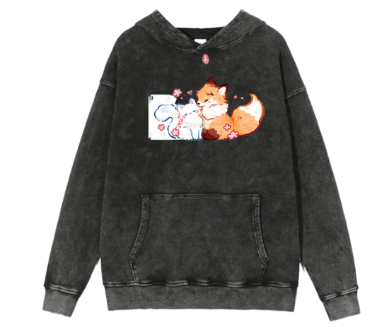 cat Oversize Hoodie Washed 97