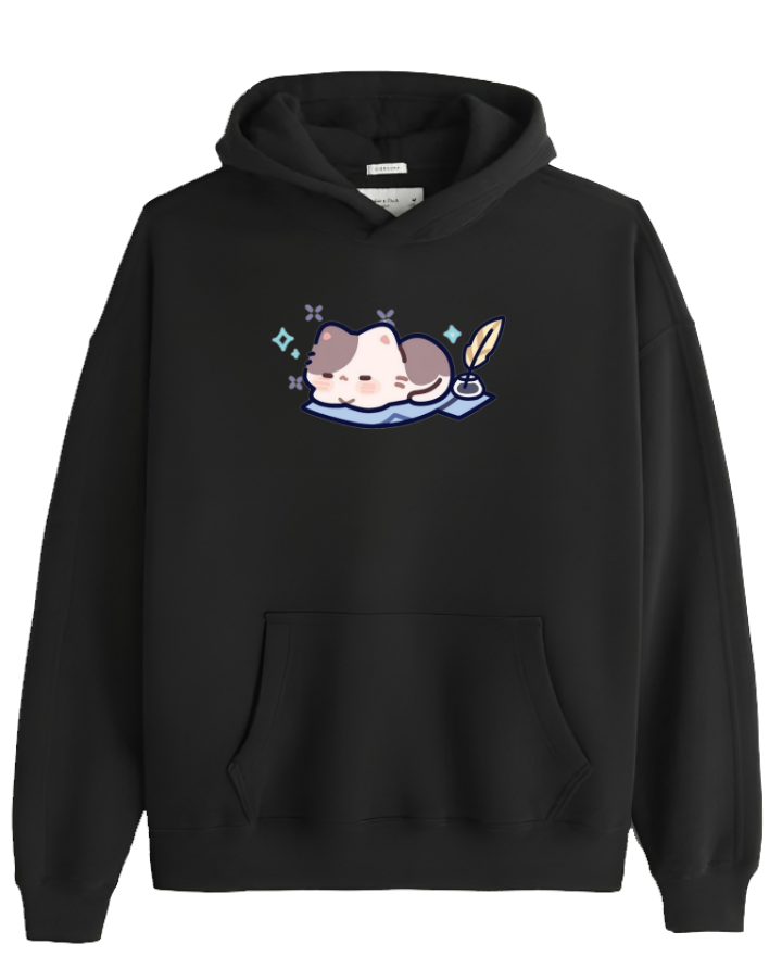 cat Oversize Hoodie Black 98