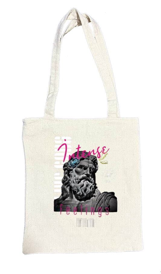 Zeus Back text tote bag beige 96