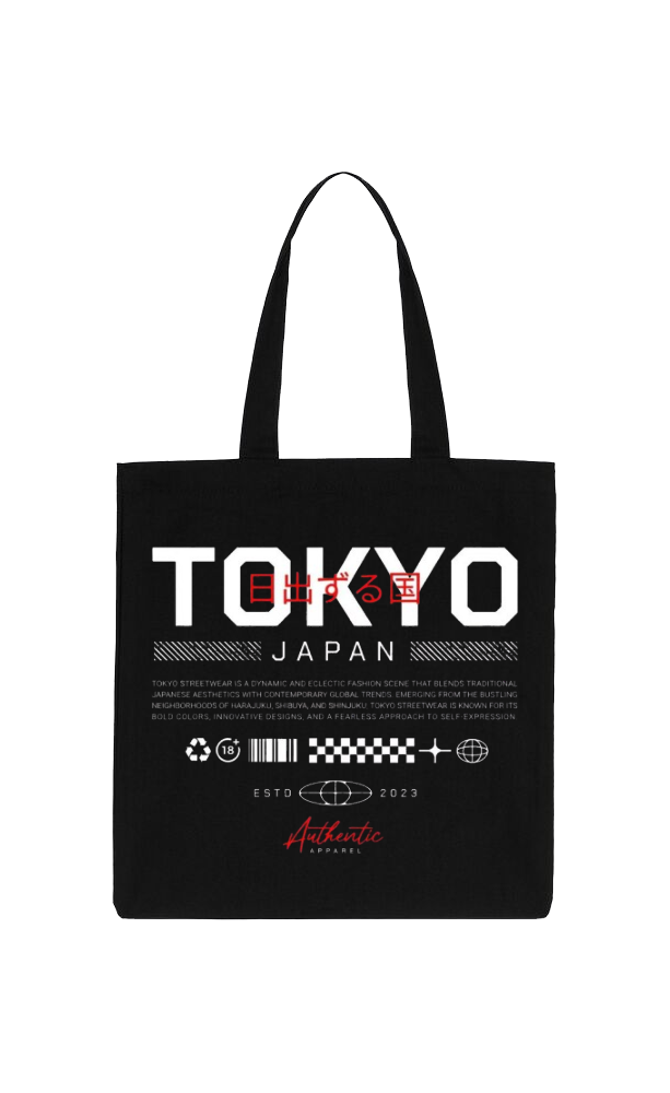 TOKYO Back text tote bag Black 96