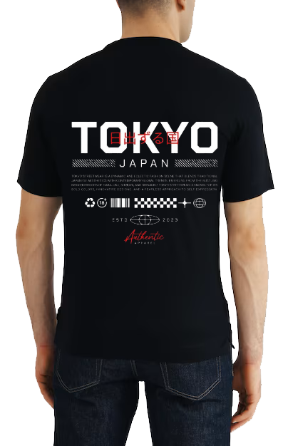 TOKYO Back text One Size t- shirt Black Back 95