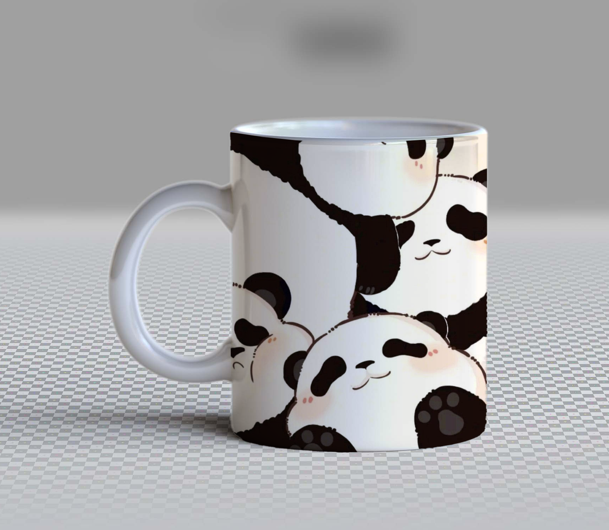 Cute Panda Bear Ceramic Coffee Mug – 11oz Aesthetic Kawaii Pandas Pile Tea Cup, Whimsical Blushing Panda Pattern Mug for Coffee Lovers, Lovely Birthday Gift for Women, Girls, Teens & Panda Lovers