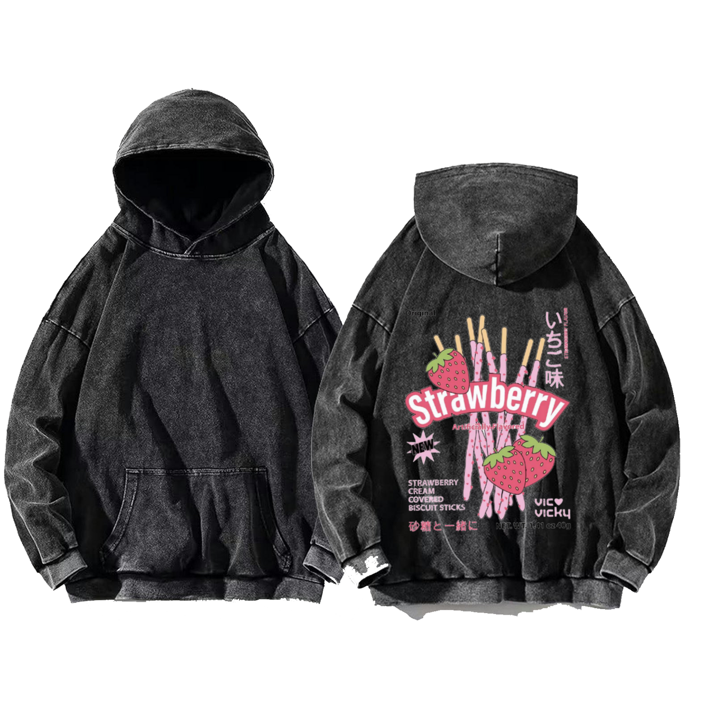 Strawberry Size One hoodie Washed Back 81