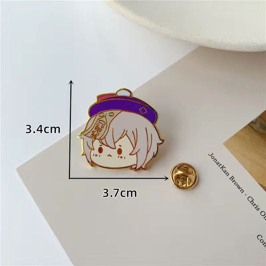 Game Genshin Impact Brooch Qiqi Zhongli Xiao Keqing Metal Cute