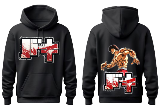 Anime baki oversize hoodie Black Back 18