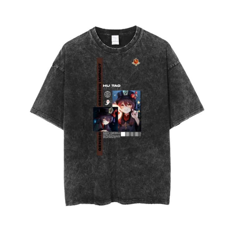 Genshin Impact Hu Tao t- shirt Over Size Washed 9