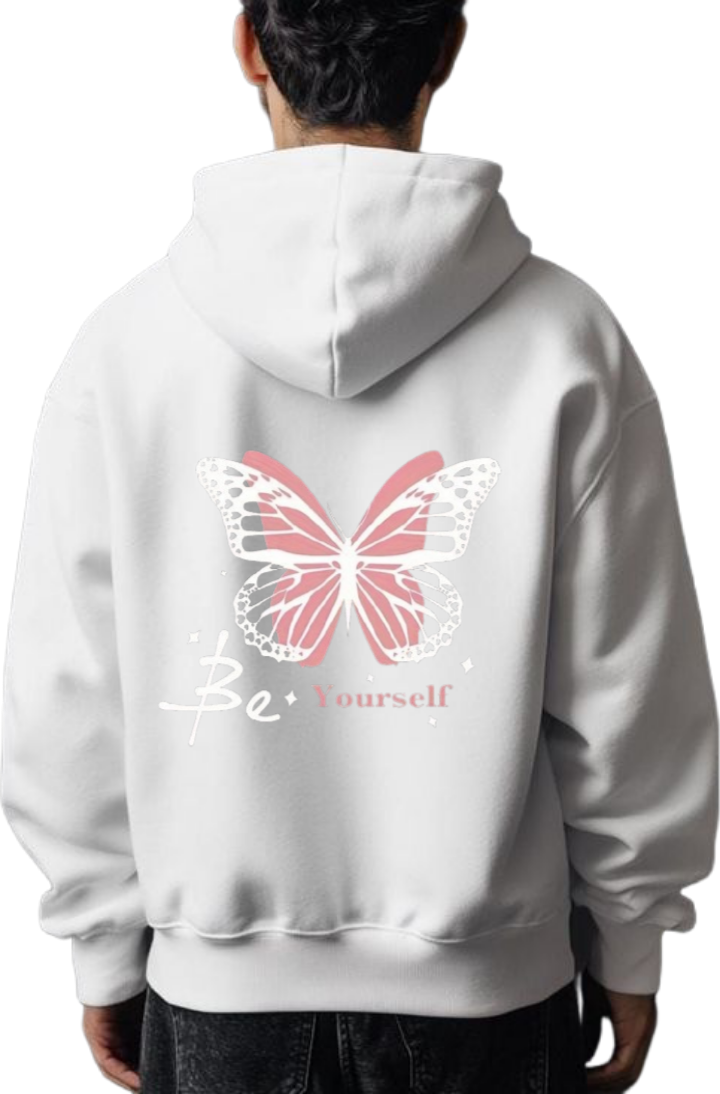 butterflies Oversize Hoodie White Back 9